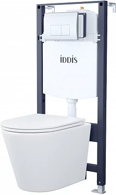Унитаз с инсталляцией комплект с кнопкой Iddis Basic BASC010i73 безободковый