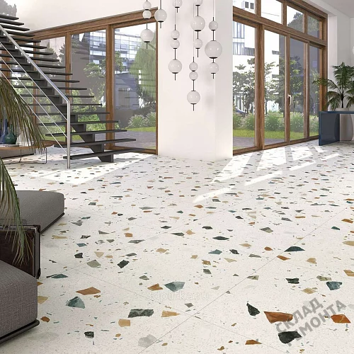 Фото Керамогранит матовый Steppe Ceramics Chips White белый 600*600*9 – купить в Абакане: цена, описание, фото. Интернет-магазин 3